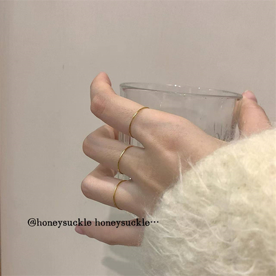 忍冬honeysuckle 买一送一 0.5mm简约极细日常百搭叠戴素圈戒指女