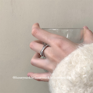 忍冬honeysuckle 气质高级感锆石交叉钛钢戒指小众通勤百搭食指戒
