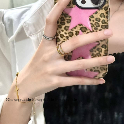 忍冬honeysuckle 水洗不掉色 韩版简约双层镶钻钛钢戒指百搭通勤