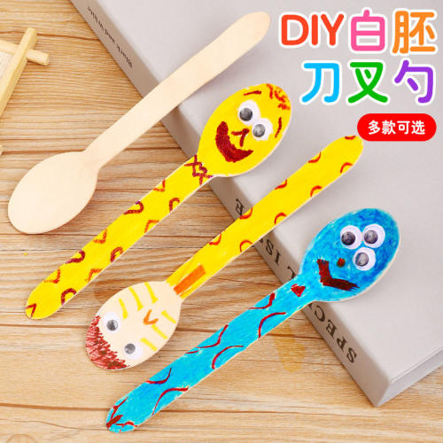 木质刀叉勺儿童diy手工材料包