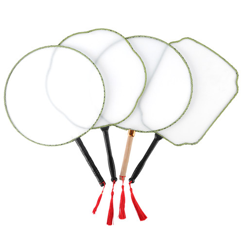 diy手绘空白幼儿园涂鸦宫廷扇