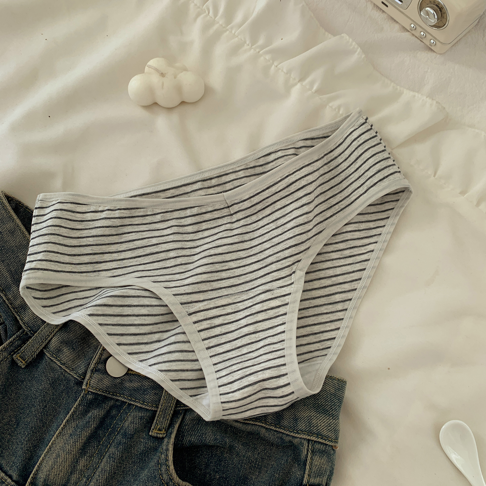 条纹10A抗菌加长裆内裤女生