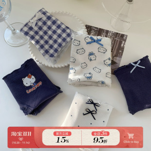 森日和叶可爱卡通印花内裤 A类婴儿棉 女生7A抗菌纯棉裆女士三角裤