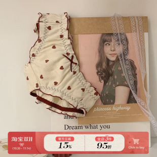 女士三角裤 纯棉裆日系爱心印花内裤 女甜美风可爱少女2025新款