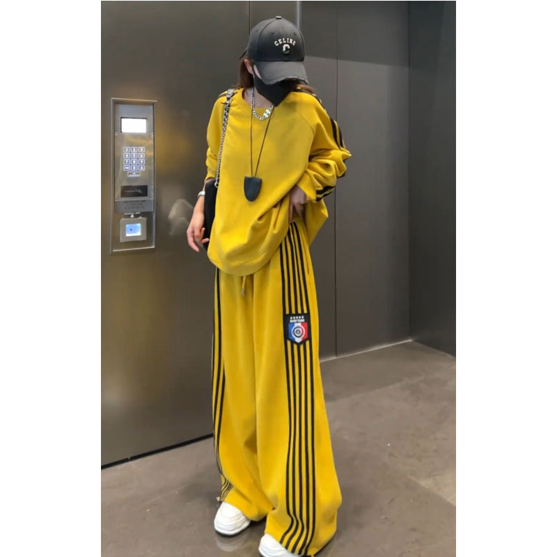 轻熟减龄秋冬新款休闲运动服套装宽松美式卫衣卫裤减龄慵懒两件套