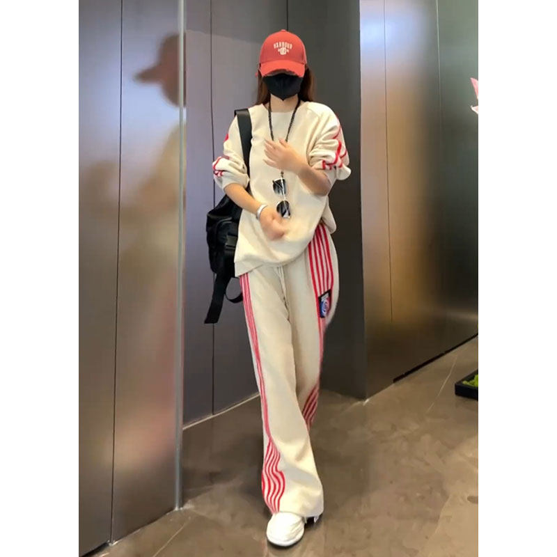 2025春季休闲慵懒风穿搭宽松美式卫衣松紧腰阔腿卫裤舒适两件套装