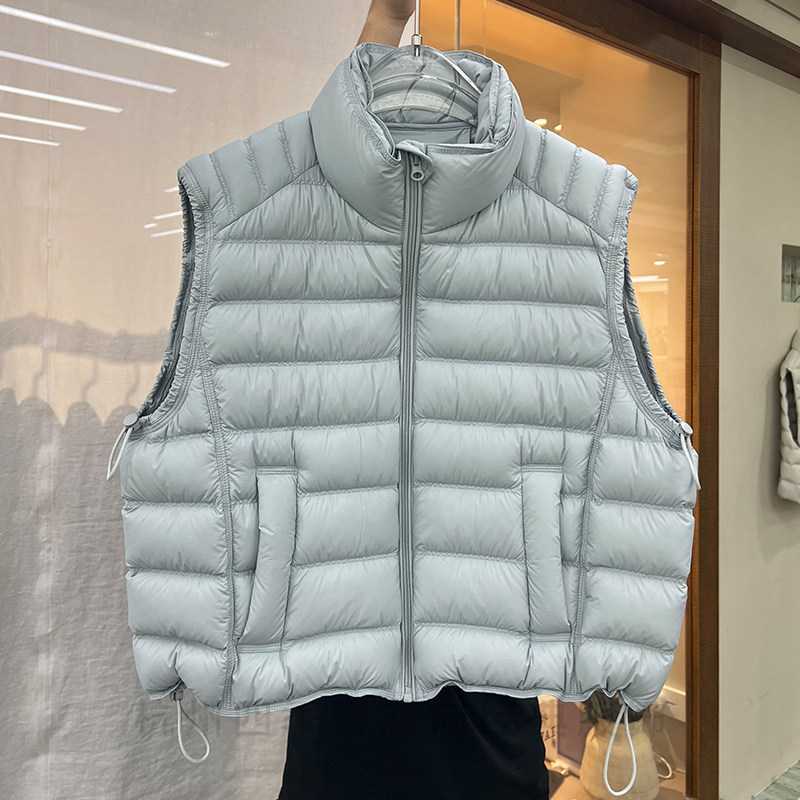 小众设计感立领拉链无袖保暖羽绒马夹女95白鹅绒时尚收腰显瘦马甲