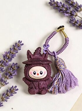 紫罗兰木雕拉布钥匙扣挂件diy可爱卡通公仔挂饰