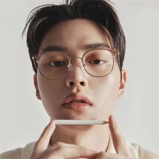 轻盈半框超轻纯钛宋江同款眼镜框眼睛架男近视配镜片女ALEX防蓝光