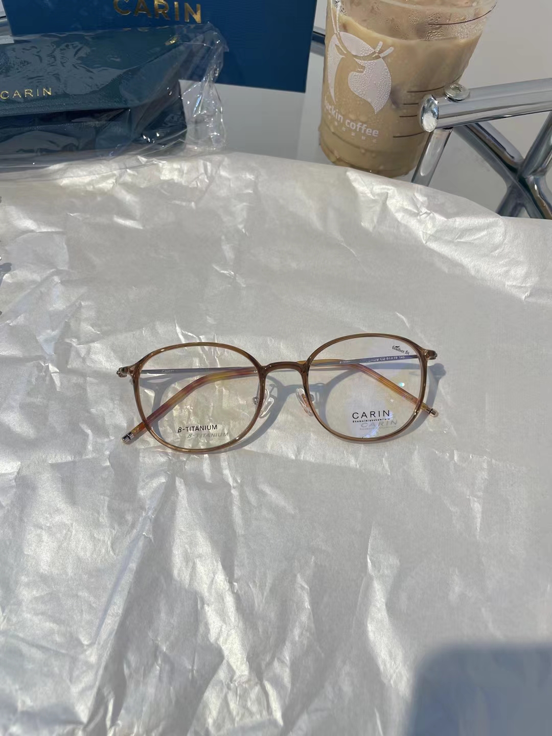 软糖色CF2A09小红书同款防蓝光镜片眼镜架可配近视β度数钛全框女