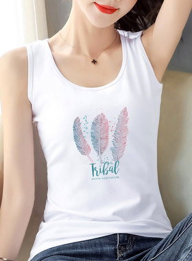 女装2025年新款纯棉背心女夏薄款外穿修身图案字母印花黑色显瘦白