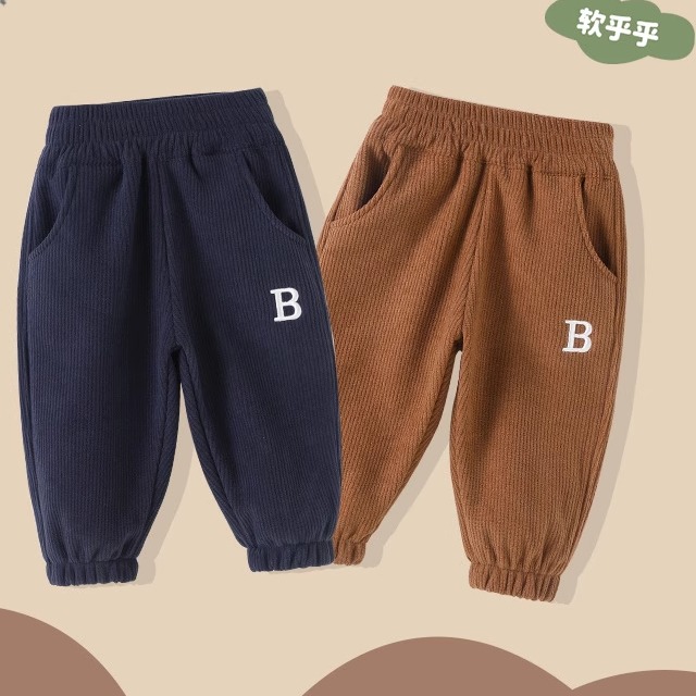 儿童新款灯芯绒长裤加绒休闲裤