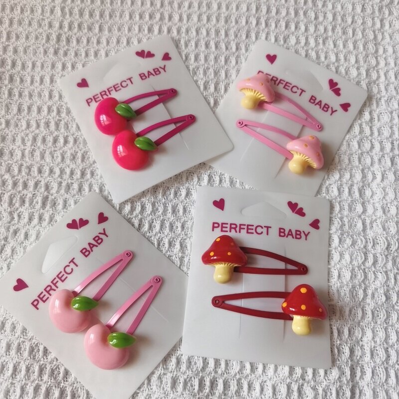 女童发饰红色蘑菇粉色苹果发夹子小女孩头饰儿童发卡边夹刘海夹