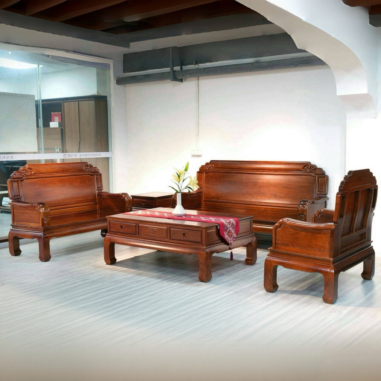 红木家具全金花梨木原木沙发中式客厅全套古典菠格木实木沙发组合