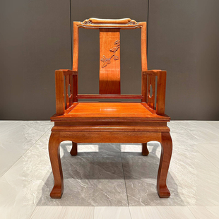 红木主人椅菠萝格中式喜上枝头椅太师椅办公书桌茶台椅金花梨家具