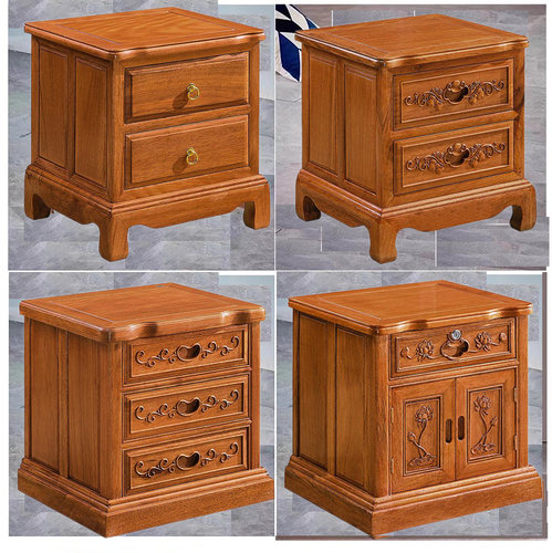 整装金花梨实木床头柜原木