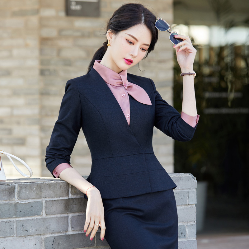 春装时尚修身西服外套长袖职业西装套装女高端美容院珠宝店工作服