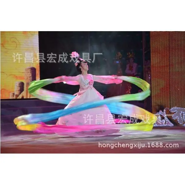 舞蹈彩绸长绸七彩李玉刚飞天舞