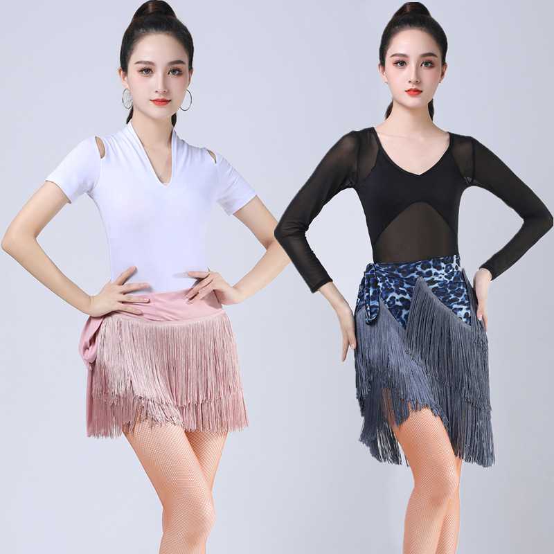 拉丁舞裙女新款练功服臀巾系带