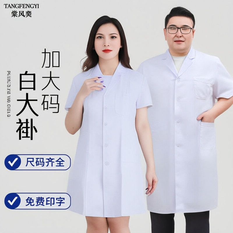 大码白大褂短袖薄款男医生服医师