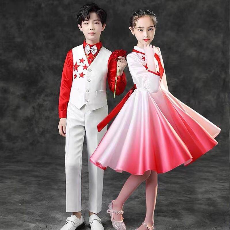 国庆儿童合唱演出服中小学生朗诵