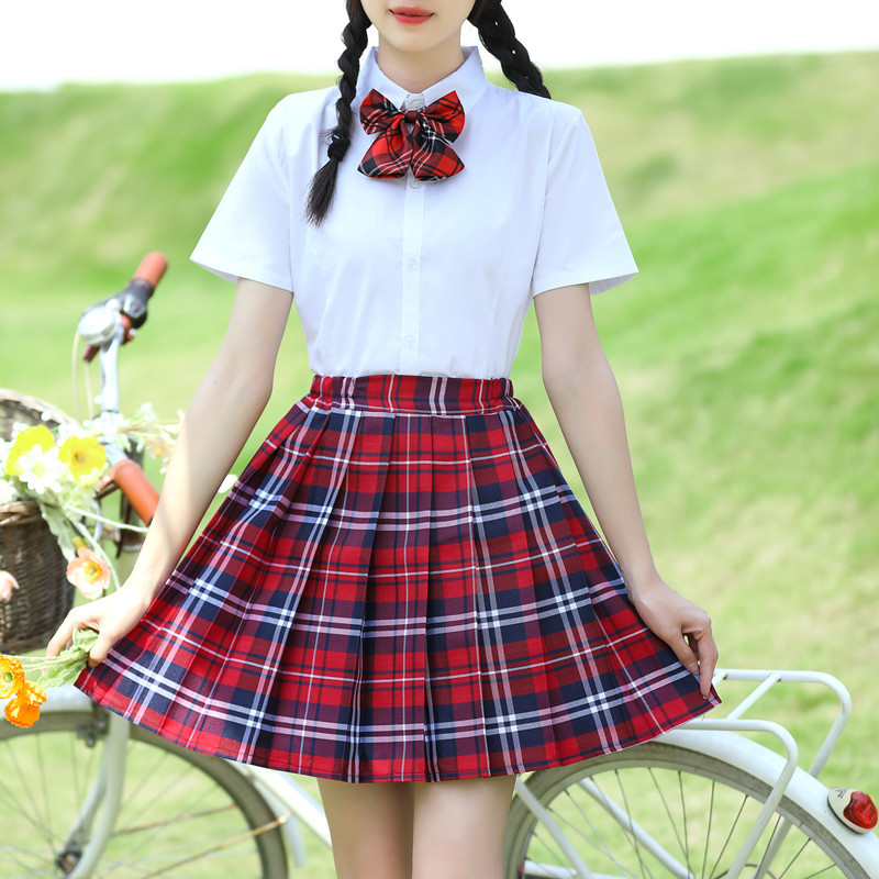 学院风演出服套装女短袖白衬衫