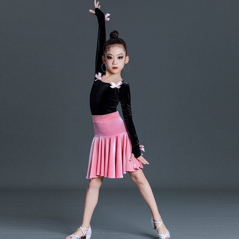 儿童秋冬丝绒拉丁舞分体练功服