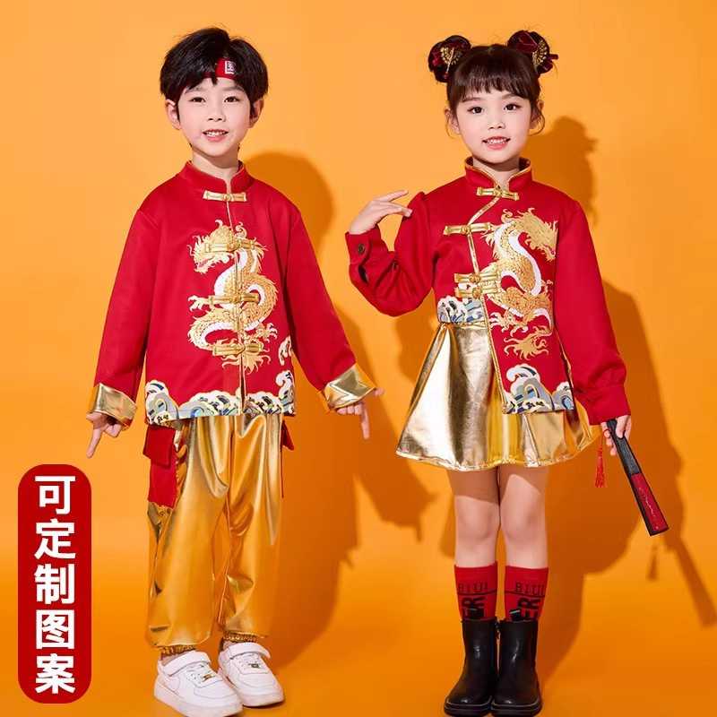 元旦儿童演出蓬蓬裙喜庆中唐装