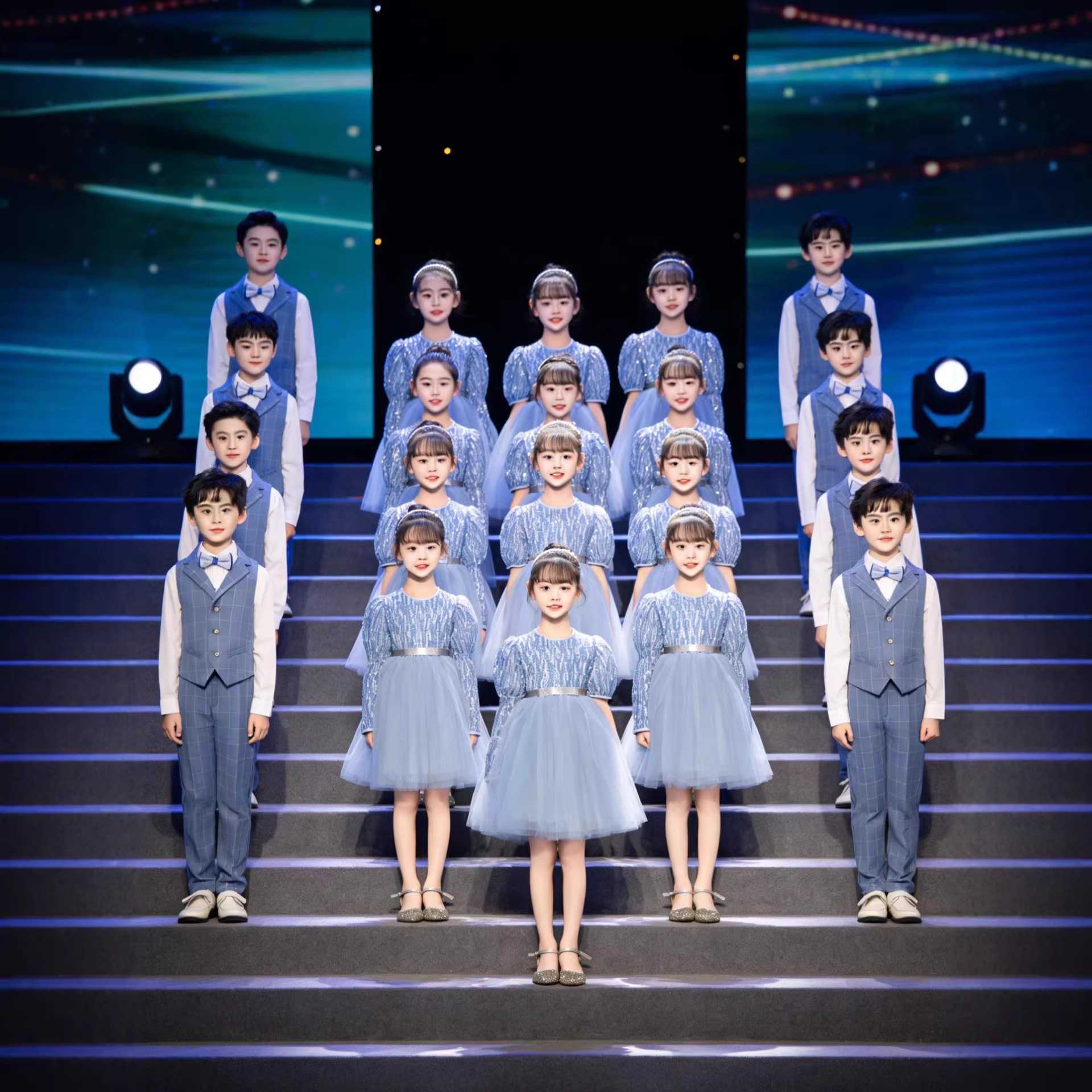 六一儿童爱国合唱演出服中小学生