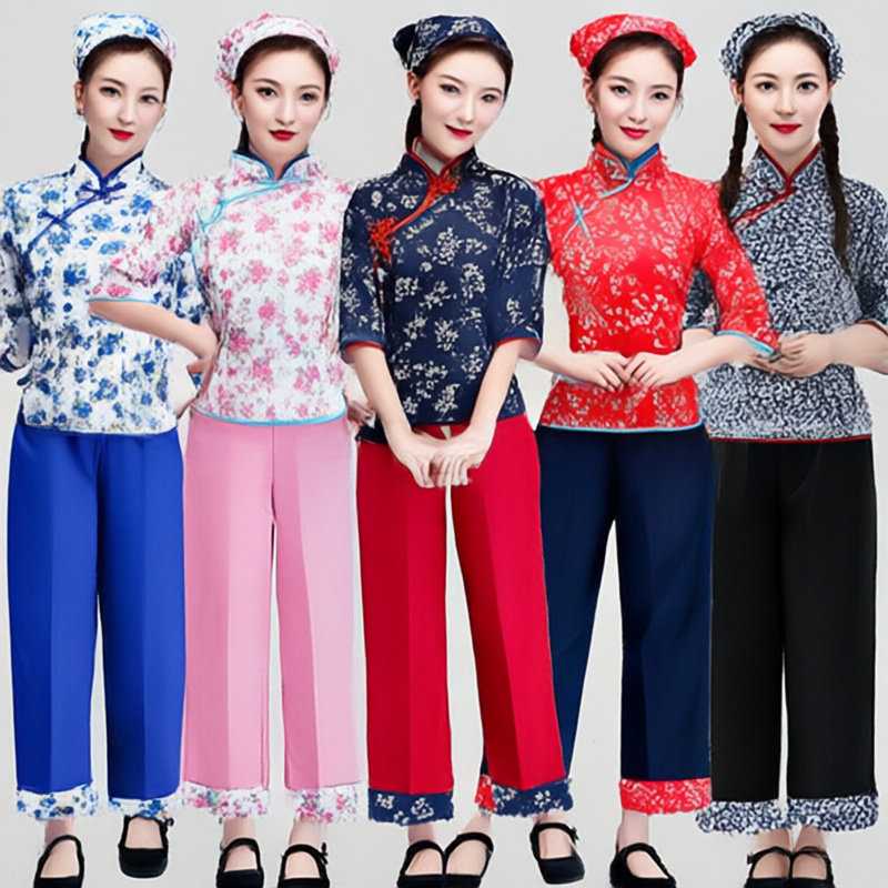 阿庆嫂碎花采茶女民族舞蹈乡村风