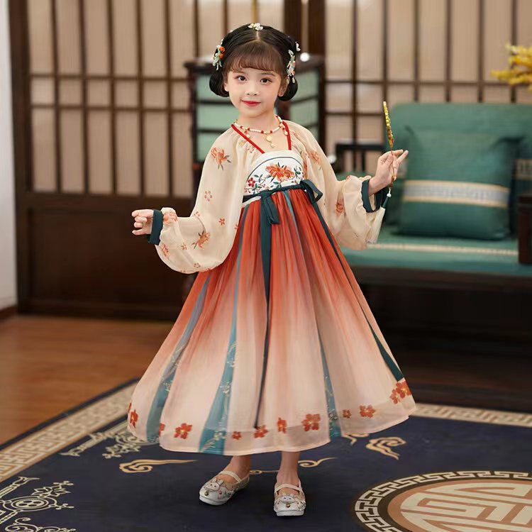 汉服女童春秋裙子新款古风连衣裙