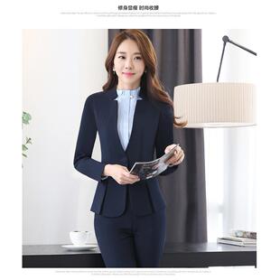 秋职业装女装套装条纹西装面试装OL女士正装小西服工作服气质工装