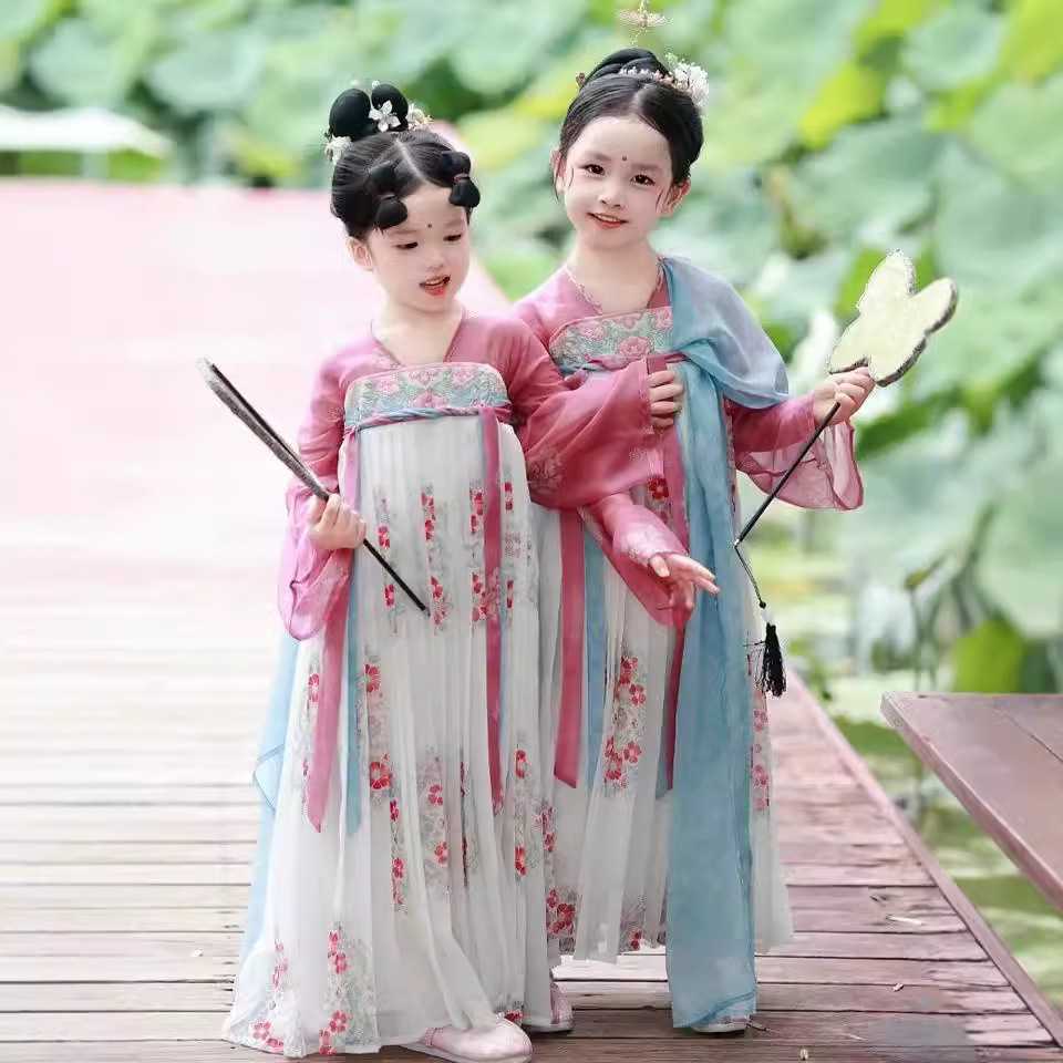 汉服女童宋朝宫廷风飘带纱裙｜