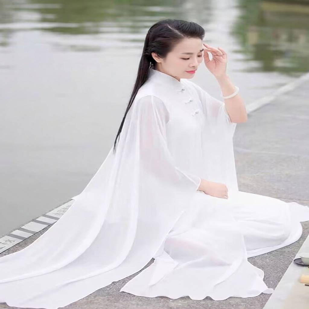 文艺复古茶服女装仙气禅舞服白色瑜伽疗愈服冥想打坐居士服禅修连