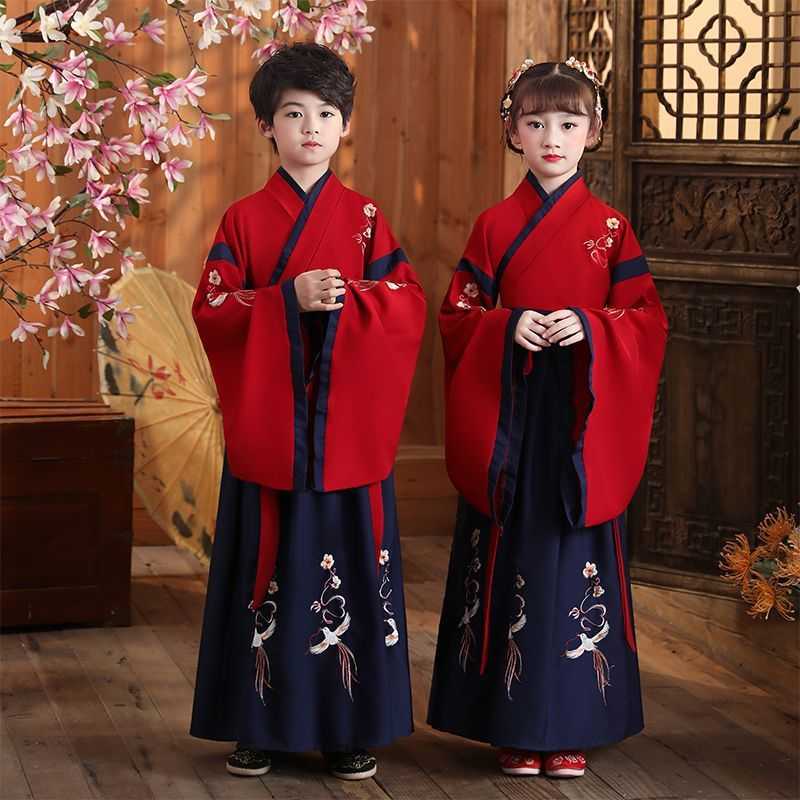 汉服儿童国学风中唐装书童演出服