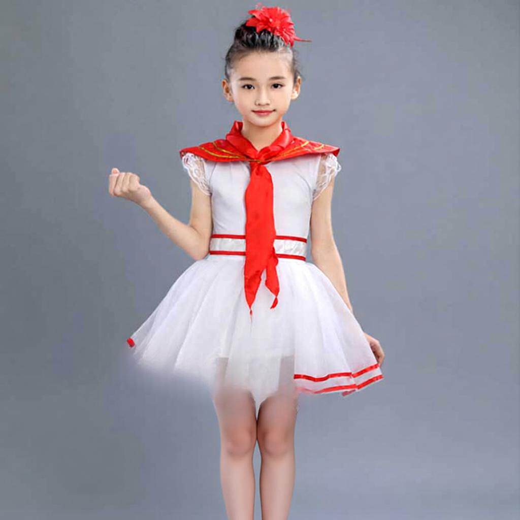 六一儿童合唱演出服红领巾纱裙+