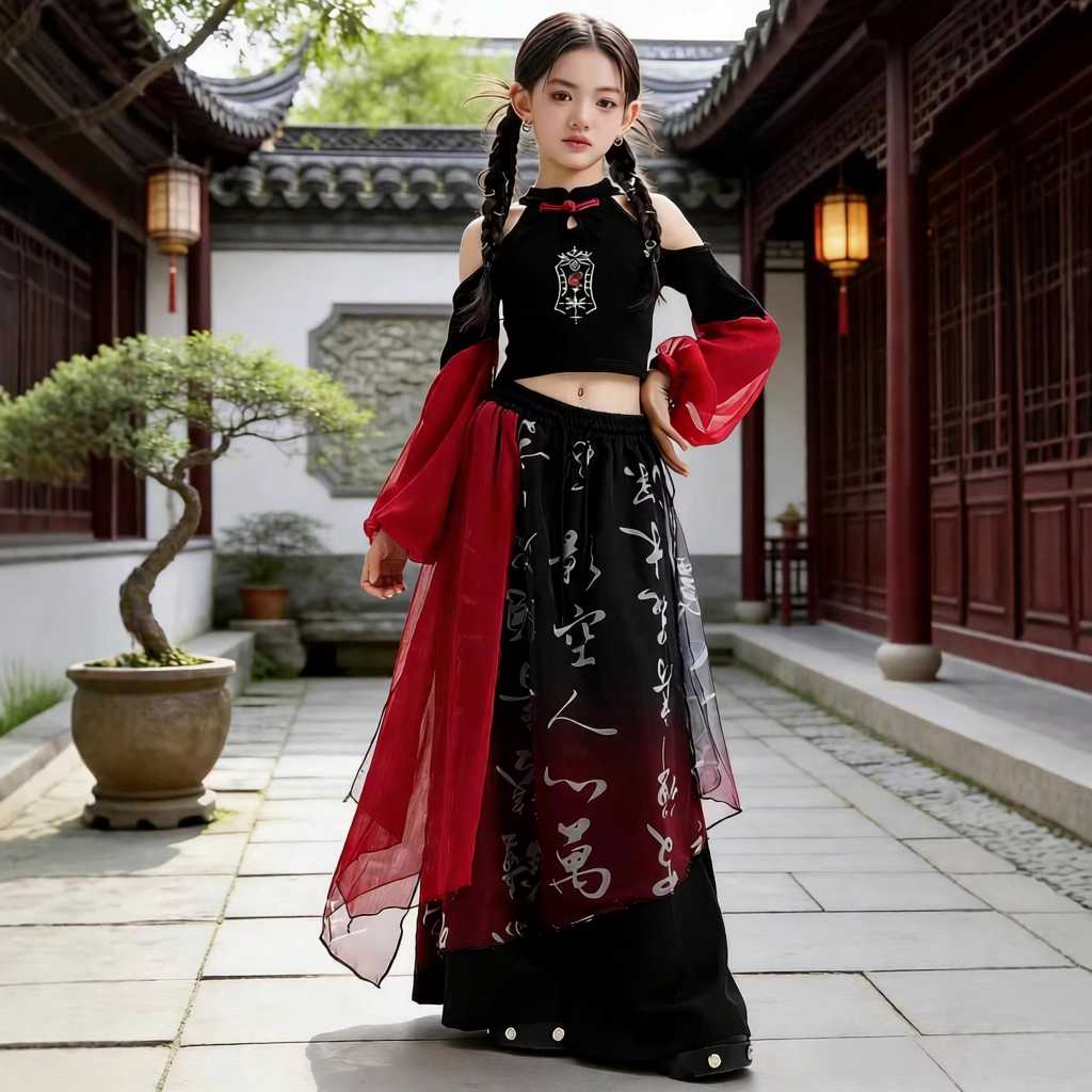 新款街舞儿童潮服嘻哈女童中套装