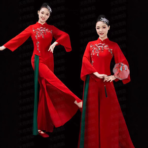 中老年秧歌服古典舞蹈演出服腰鼓