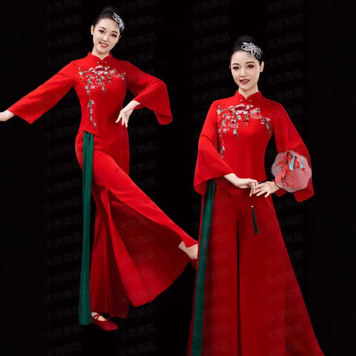 中老年秧歌服古典舞蹈演出服腰鼓