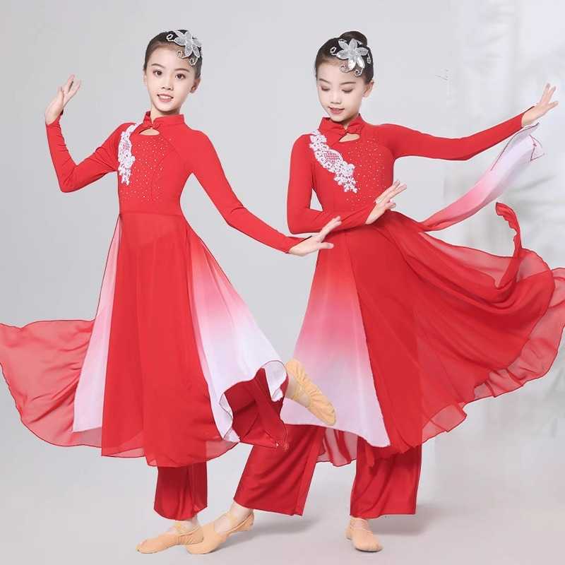 红旗大合唱演出服红色大摆裙万疆