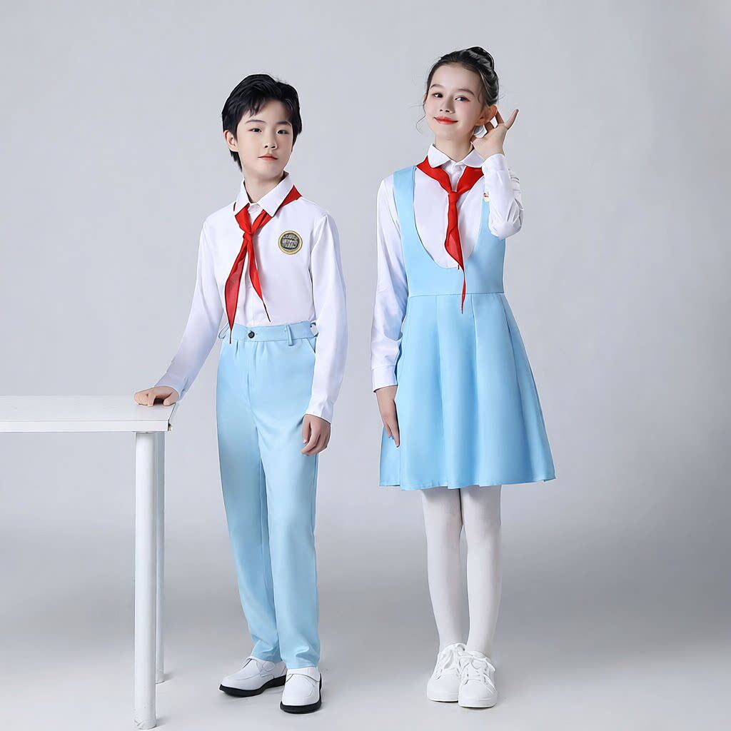 儿童合唱表演服中小学生朗诵红歌