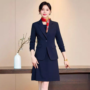 今年秋冬季韩版职业装美容师院连衣裙套装两件套工作服西装套装女