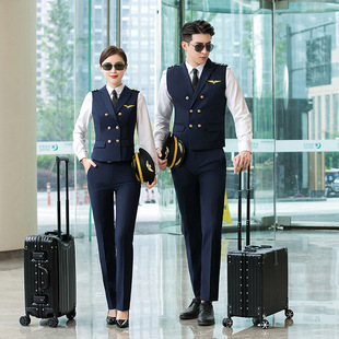 男女同款商务职业制服马甲套装KTV酒吧服务员工作服航空学院校服