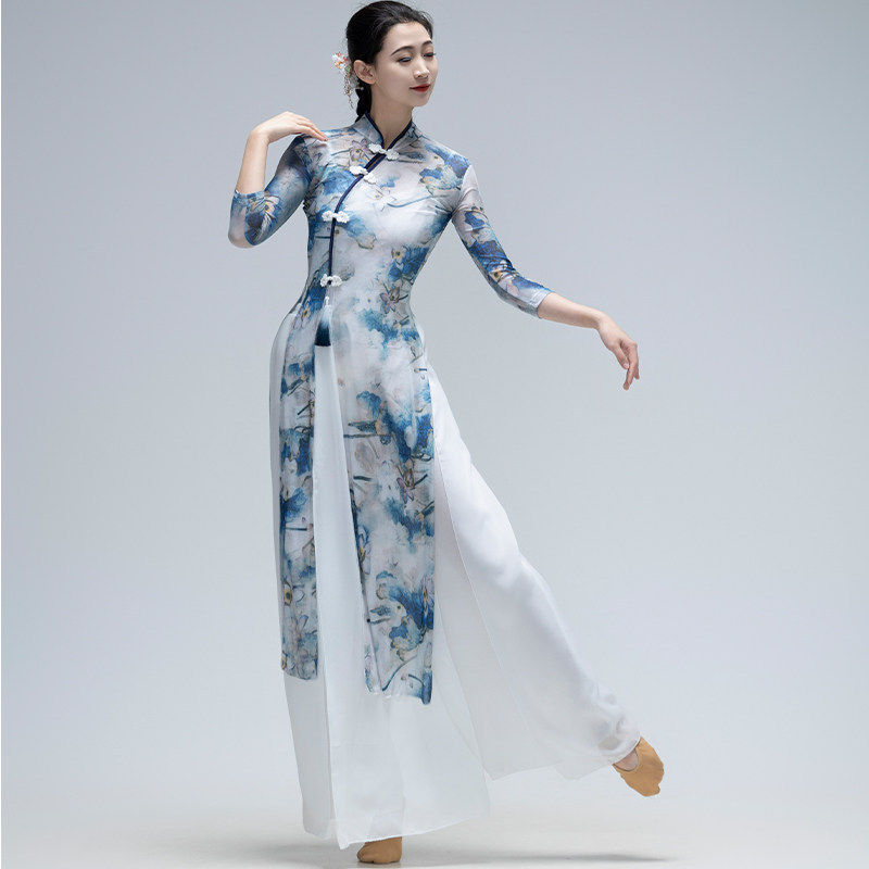 古典舞旗袍练功服女飘逸纱衣身韵