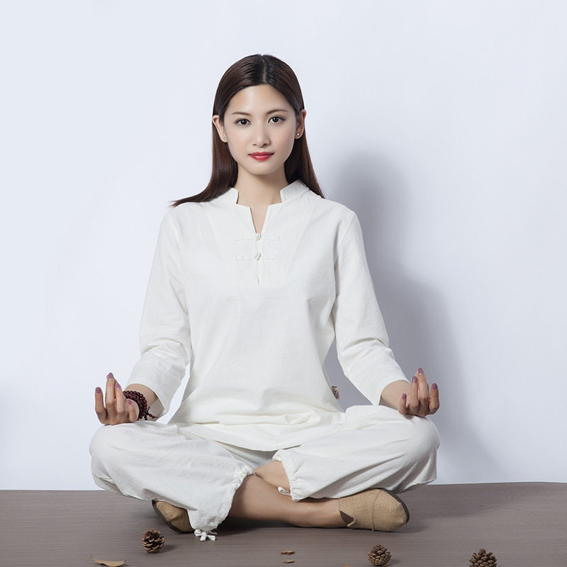 棉麻禅修瑜伽服女宽松太极茶服｜