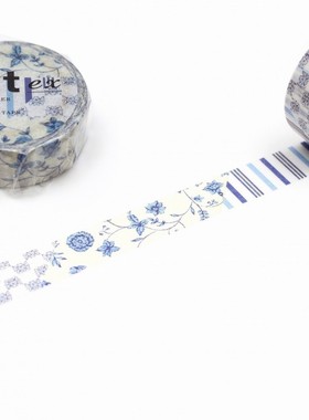 日本 mt和纸胶带 手帐胶带 暗色 蓝花 MTEX1P55R 幅15mm×7m