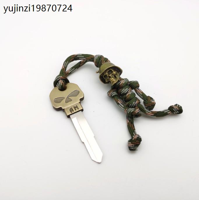 适用于奔达金吉拉300骷髅头个性钥匙胚伞兵钥匙胚钥黄铜匙扣挂绳