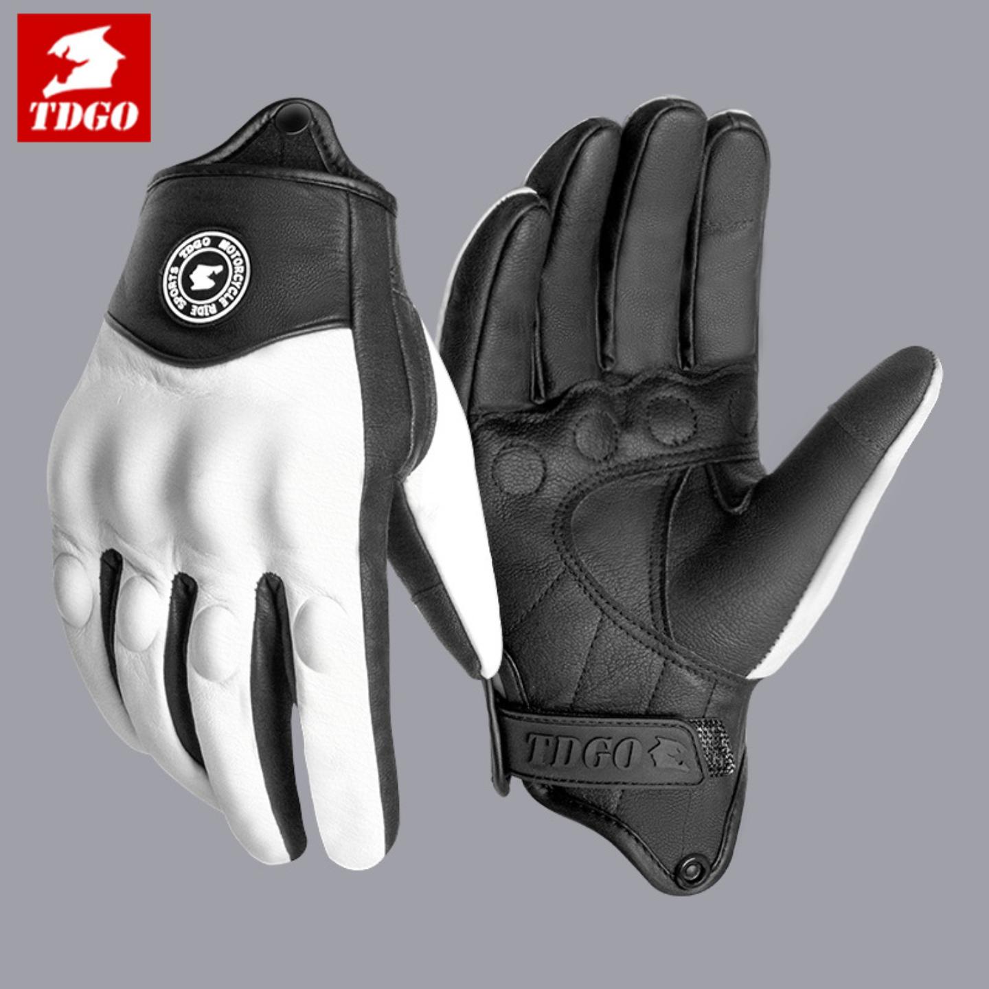 摩托车真皮手套防摔复古机车骑行