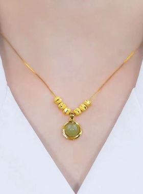 【不掉色不过敏】钛钢绿豆吊坠项链2023新款火爆款时尚百搭