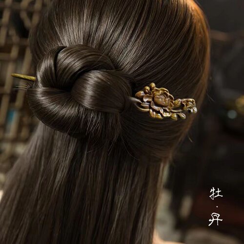 绿檀木盘发手工发簪古风简约挽发